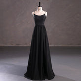 Long Black Chiffon Formal Prom Dress with Side Slit EN5404